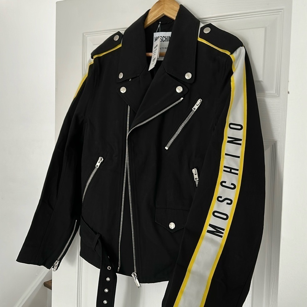 Authentic MOSCHINO COUTURE NWT moto jacket biker jacket Size 50 Size Large